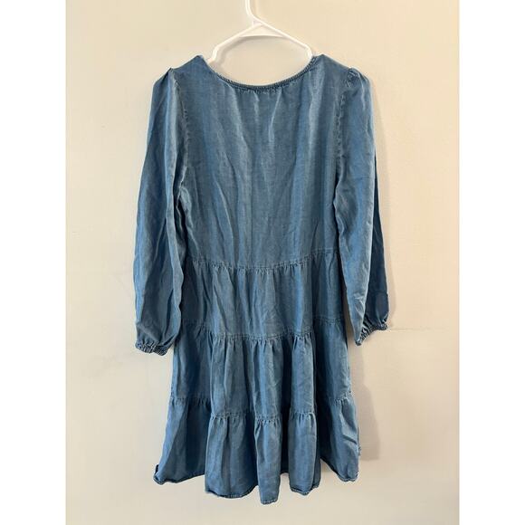 Casa Cabana Womens Chambray Dress XS Cowgirl Western Tiered Boho Long Sleeve - Picture 6 of 7